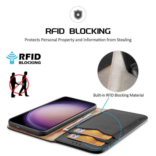 Samsung S24 PLUS nahast raamatkaaned kaarditaskuga Dux Ducis Hivo RFID must 3