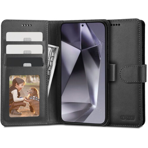 Samsung S24 ULTRA kaaned kaarditaskutega okoloogilisest nahast must