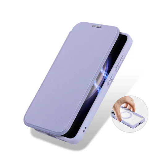 Samsung S24 kaaned MagSafe kunstnahast ja plastikust Dux Ducis Skin X Pro lilla 7