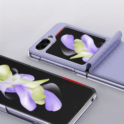Samsung Z Flip 5 kaaned kunstnahast Dux Ducis Bril lilla 10