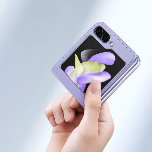 Samsung Z Flip 5 kaaned kunstnahast Dux Ducis Bril lilla 5
