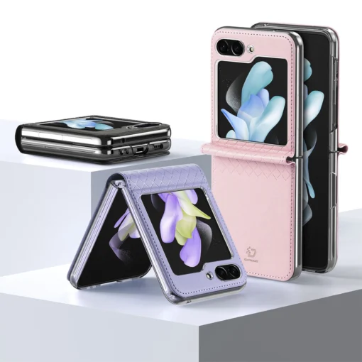 Samsung Z Flip 5 kaaned kunstnahast Dux Ducis Bril roosa 2
