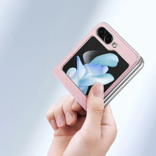 Samsung Z Flip 5 kaaned kunstnahast Dux Ducis Bril roosa 4