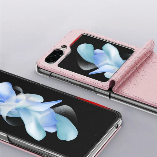 Samsung Z Flip 5 kaaned kunstnahast Dux Ducis Bril roosa 9