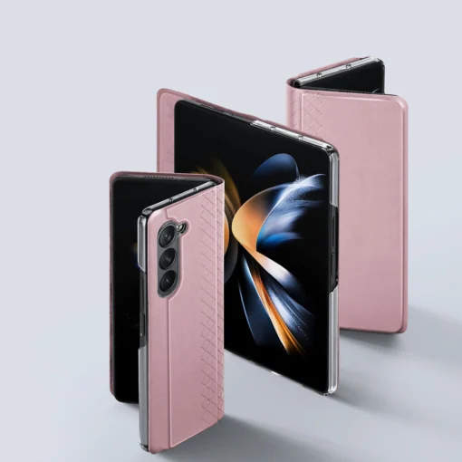 Samsung Z Fold 5 kaaned kunstnahast Dux Ducis Bril roosa 4