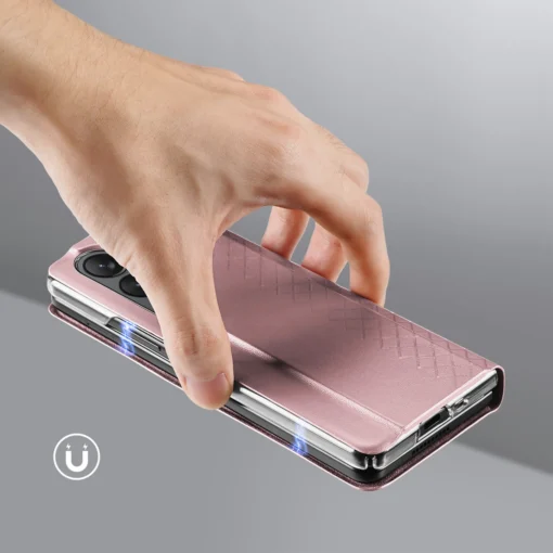Samsung Z Fold 5 kaaned kunstnahast Dux Ducis Bril roosa 5