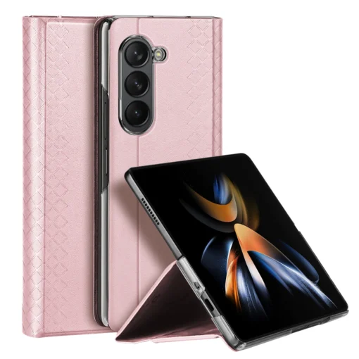 Samsung Z Fold 5 kaaned kunstnahast Dux Ducis Bril roosa