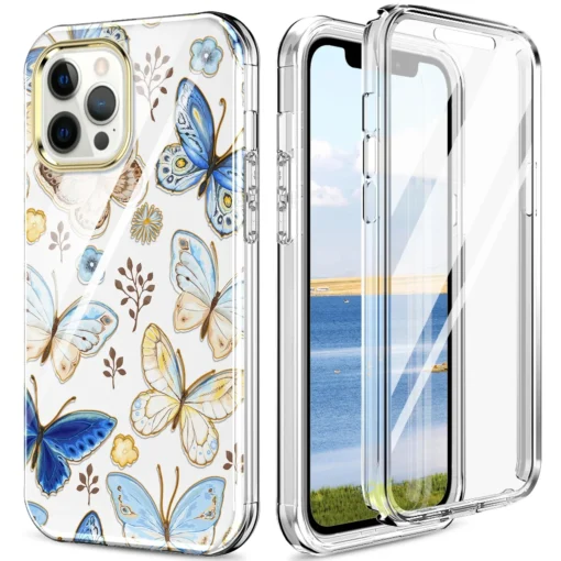 iPhone 12 12 PRO umbris 360 silikoonist ja plastikust Butterflies