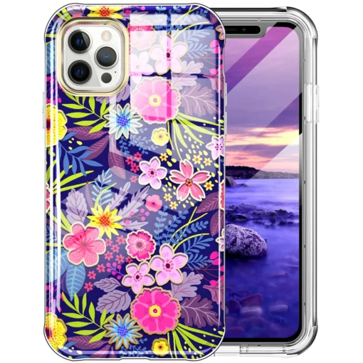 iPhone 12 12 PRO umbris 360 silikoonist ja plastikust Flowers 1