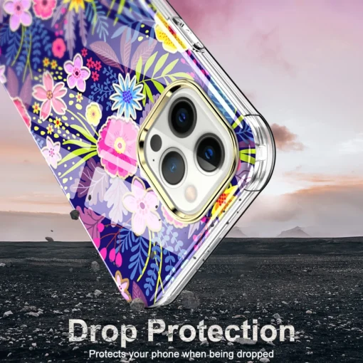 iPhone 12 12 PRO umbris 360 silikoonist ja plastikust Flowers 4