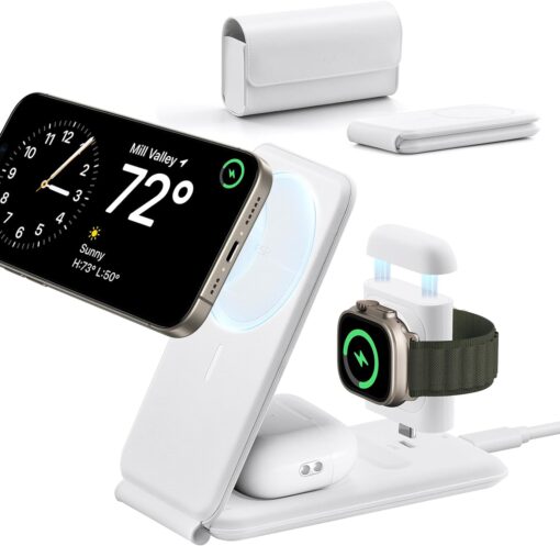 ESR Premium 3in1 Reisilaadija komplekt iPhone MFi Apple Watch 5W AirPods kiirlaadija valge 5 1
