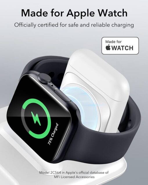 ESR Premium 3in1 Reisilaadija komplekt iPhone MFi Apple Watch 5W AirPods kiirlaadija valge 7 1