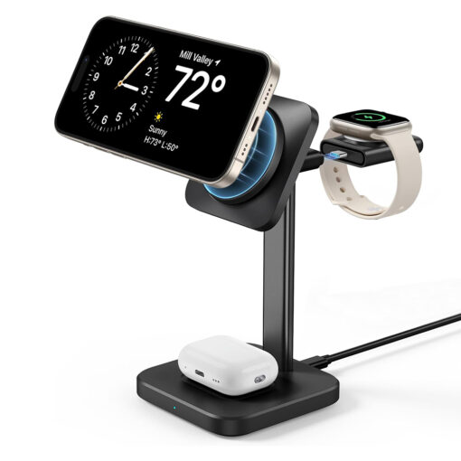 ESR laadimisjaam 3in1 HaloLock iPhone MagSafe AirPods Pro and Apple Watch eemaldatava kella laadijaga must