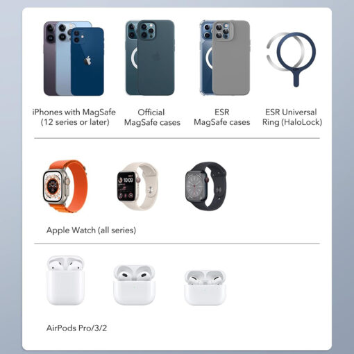 ESR laadimisjaam 3in1 HaloLock iPhone MagSafe AirPods Pro and Apple Watch eemaldatava kella laadijaga must 6