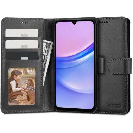 Samsung A15 kaaned kunstnahast kaarditaskutega wallet must