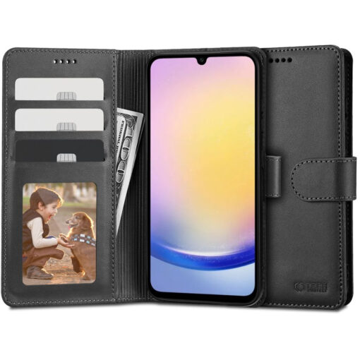 Samsung A25 kaaned kunstnahast kaarditaskutega wallet must