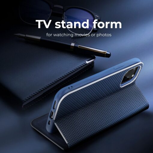 Samsung A15 kaaned kunstnahast LUNA Book Carbon sinine 5