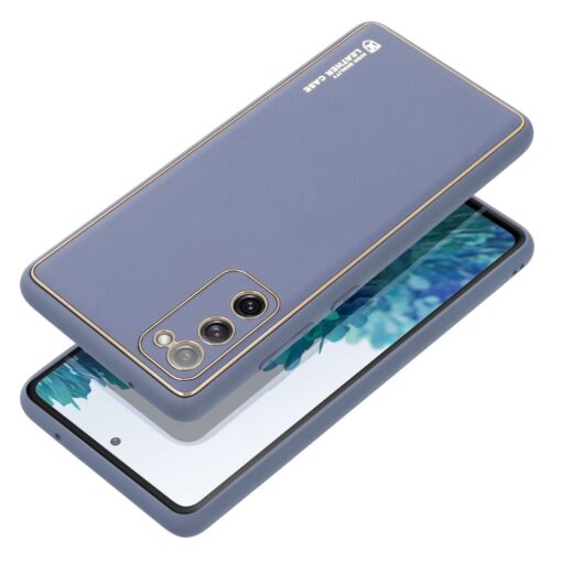 Samsung A15 umbris kunstnahast taguse ja silikoonist servadega sinine