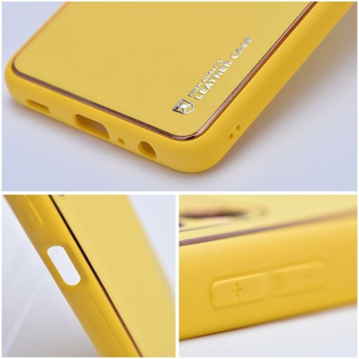 Samsung A25 umbris kunstnahast taguse ja silikoonist servadega kollane 3