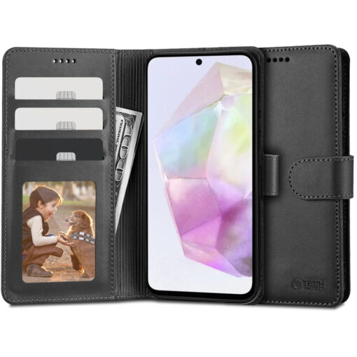 Samsung A35 kaaned kunstnahast kaarditaskutega wallet must