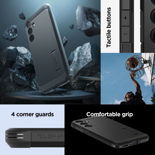 Samsung A35 umbris Spigen Tough Armor silikoonist nurkade ja plastikust tagusega must 14