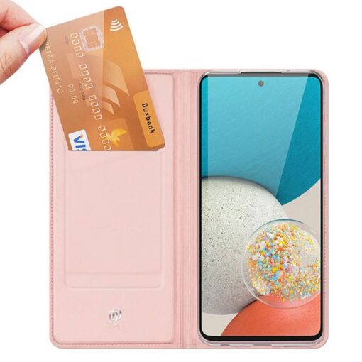Samsung A55 kunstnahast kaaned kaarditaskuga DUX DUCIS Skin Pro roosa 5