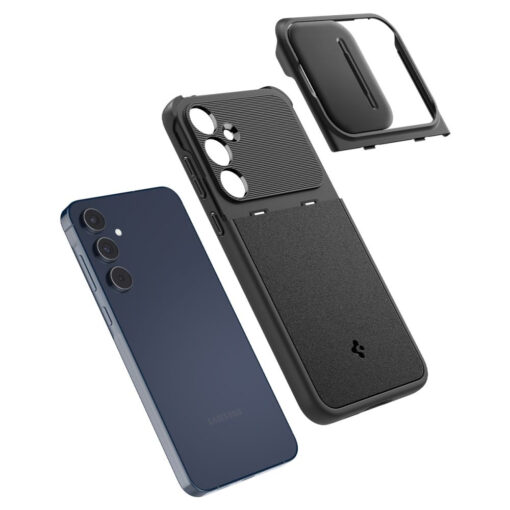 Samsung A55 umbris Spigen Optik Armor plastikust taguse ja silikoonist struktuuriga must 10