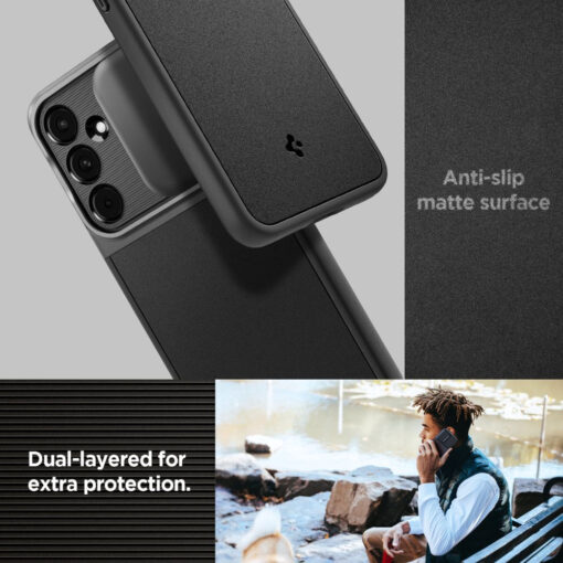 Samsung A55 umbris Spigen Optik Armor plastikust taguse ja silikoonist struktuuriga must 14