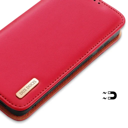 Samsung S24 PLUS nahast raamatkaaned kaarditaskuga Dux Ducis Hivo RFID punane 5
