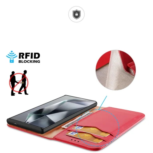 Samsung S24 ULTRA nahast raamatkaaned kaarditaskuga Dux Ducis Hivo RFID black 2