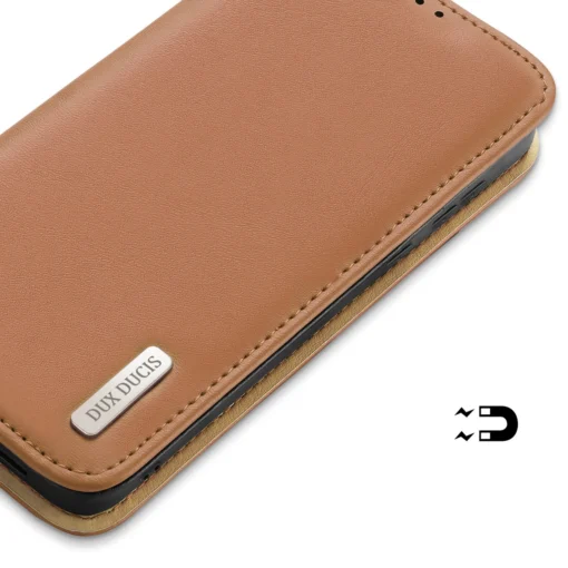 Samsung S24 nahast raamatkaaned kaarditaskuga Dux Ducis Hivo RFID pruun 5
