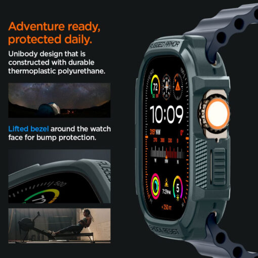 Apple Watch 49 mm rihm Rugged Armor silikoonist roheline 13