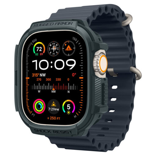 Apple Watch 49 mm rihm Rugged Armor silikoonist roheline 2