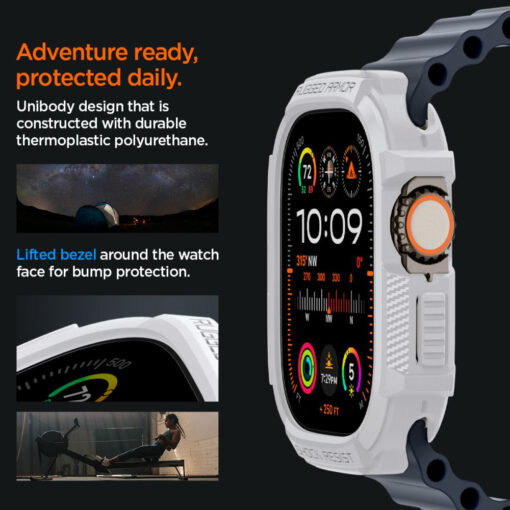 Apple Watch 49 mm rihm Rugged Armor silikoonist valge 13