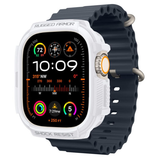 Apple Watch 49 mm rihm Rugged Armor silikoonist valge 2