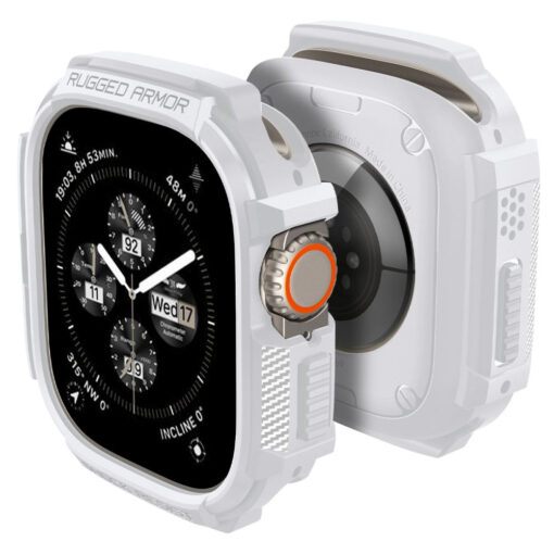 Apple Watch 49 mm rihm Rugged Armor silikoonist valge