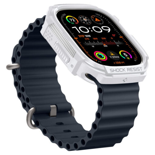 Apple Watch 49 mm rihm Rugged Armor silikoonist valge 9