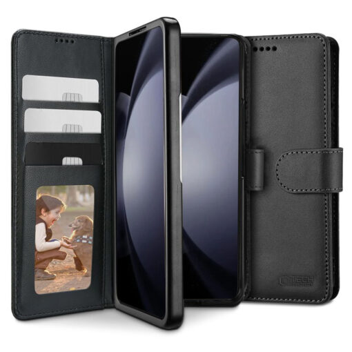 Samsung Galaxy Z Fold6 Tech Protect rahakott kaaned kunstnahast must