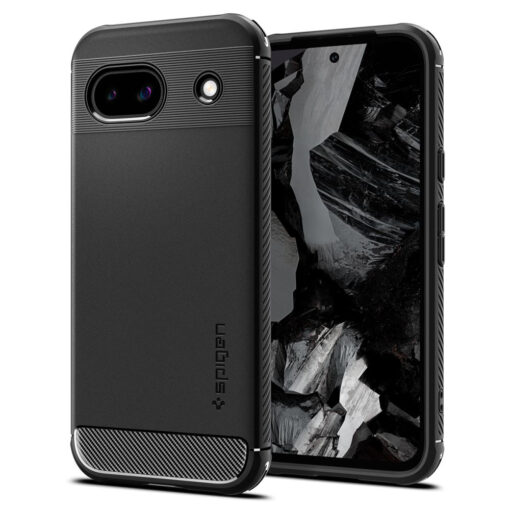 Google Pixel 8a Spigen Rugged Armor umbris silikoonist Must