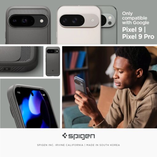 Google Pixel 9 9 Pro Spigen Rugged Armor umbris silikoonist Marble Grey 10