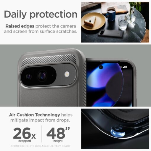 Google Pixel 9 9 Pro Spigen Rugged Armor umbris silikoonist Marble Grey 12