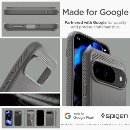 Google Pixel 9 9 Pro Spigen Rugged Armor umbris silikoonist Marble Grey 15