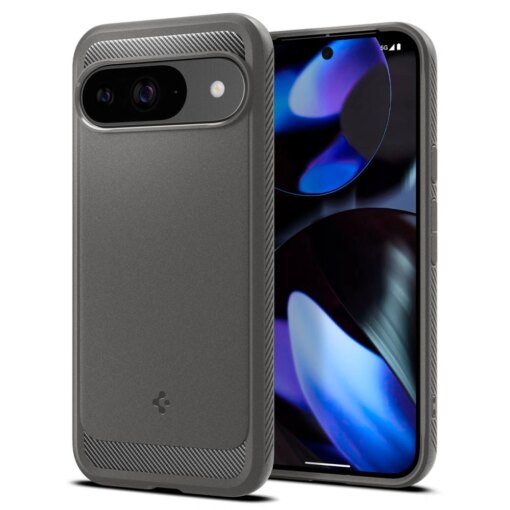 Google Pixel 9 9 Pro Spigen Rugged Armor umbris silikoonist Marble Grey