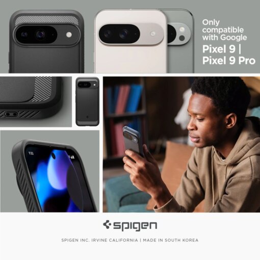 Google Pixel 9 9 Pro Spigen Rugged Armor umbris silikoonist Matte Black 10