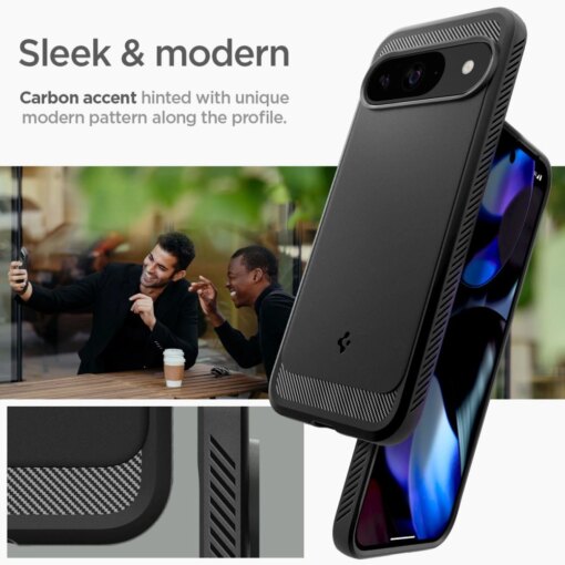 Google Pixel 9 9 Pro Spigen Rugged Armor umbris silikoonist Matte Black 11