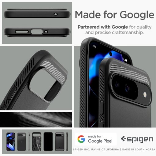 Google Pixel 9 9 Pro Spigen Rugged Armor umbris silikoonist Matte Black 15