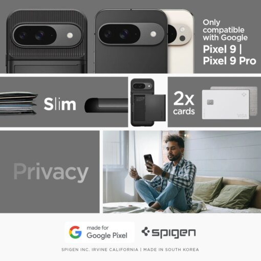 Google Pixel 9 9 Pro Spigen Slim Armor CS umbris silikoonist ja plastikust Must 11