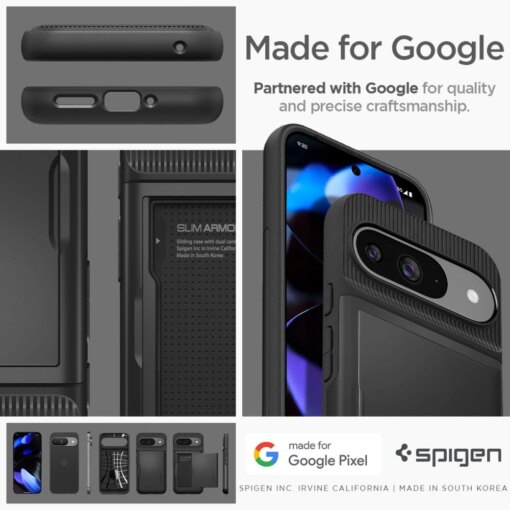 Google Pixel 9 9 Pro Spigen Slim Armor CS umbris silikoonist ja plastikust Must 16