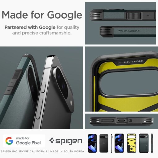 Google Pixel 9 9 Pro Spigen Tough Armor umbris silikoonist ja plastikust Abyss Green 15