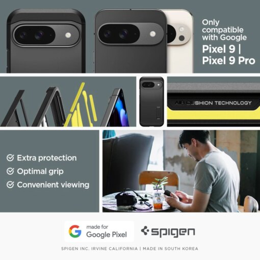 Google Pixel 9 9 Pro Spigen Tough Armor umbris silikoonist ja plastikust Must 10